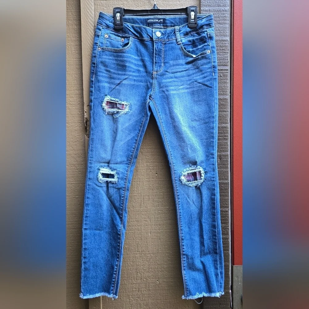 Imperial Star Ripped Blue Ankle Jeans GIRLS SZ 14